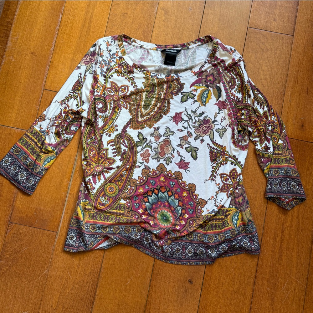Desigual Multicolor Paisley Long Sleeve Top